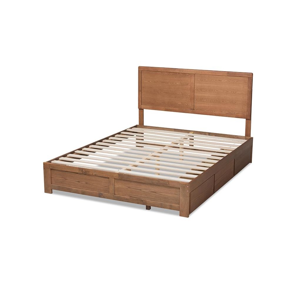 Walnut Brown Finished Wood Full Size 3-Drawer Platform Storage Bed. Picture 4
