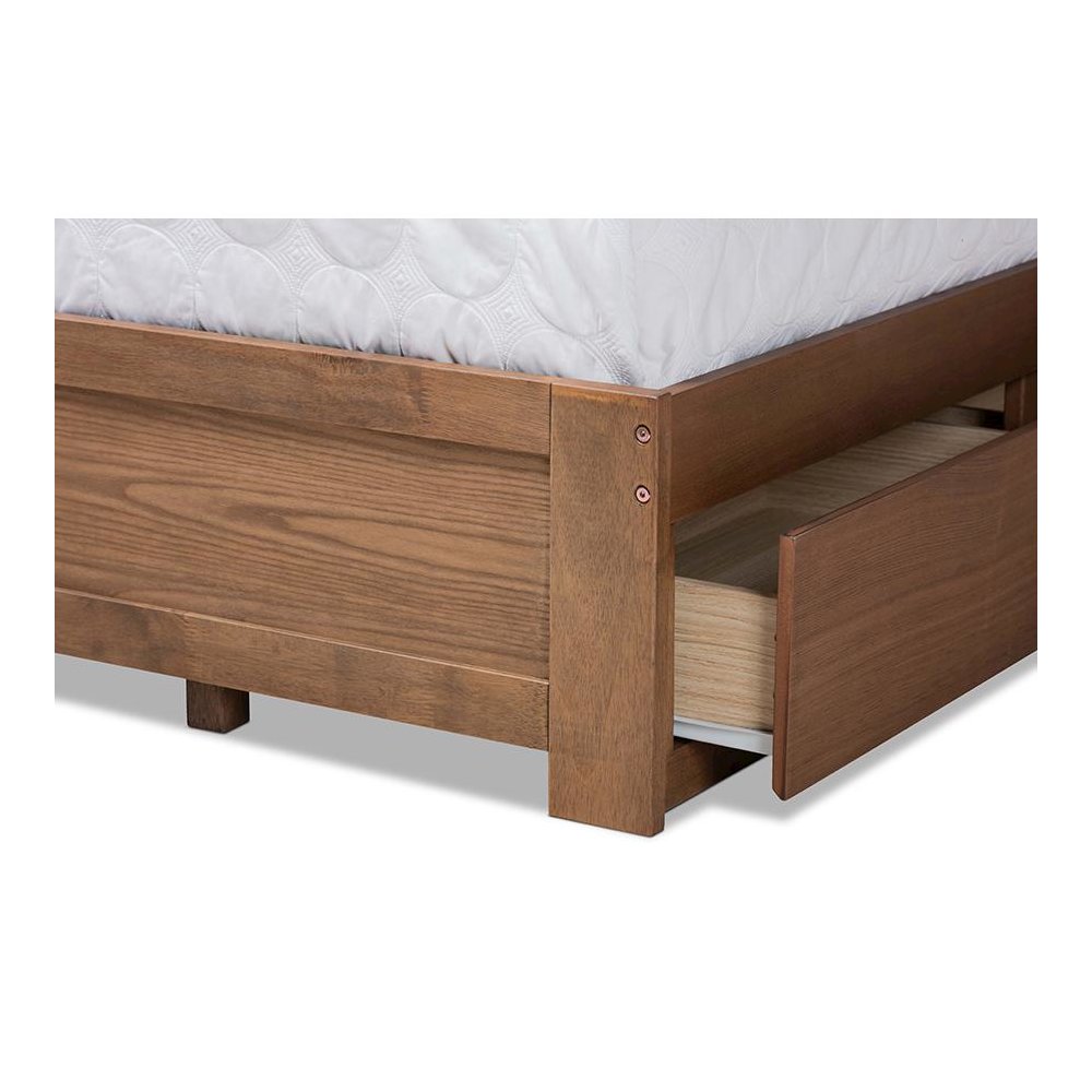 Walnut Brown Finished Wood Full Size 3-Drawer Platform Storage Bed. Picture 7