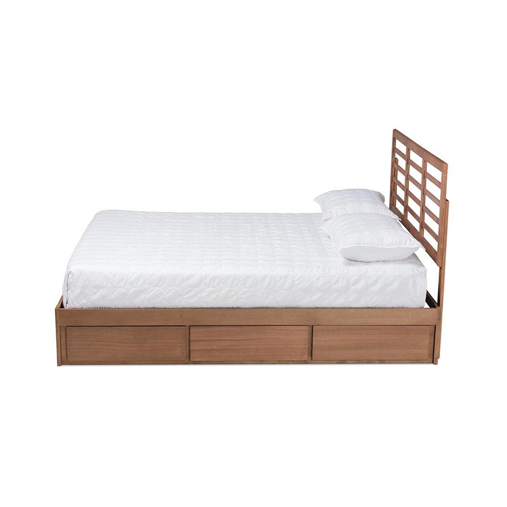 Walnut Brown Finished Wood Full Size 3-Drawer Platform Storage Bed. Picture 3