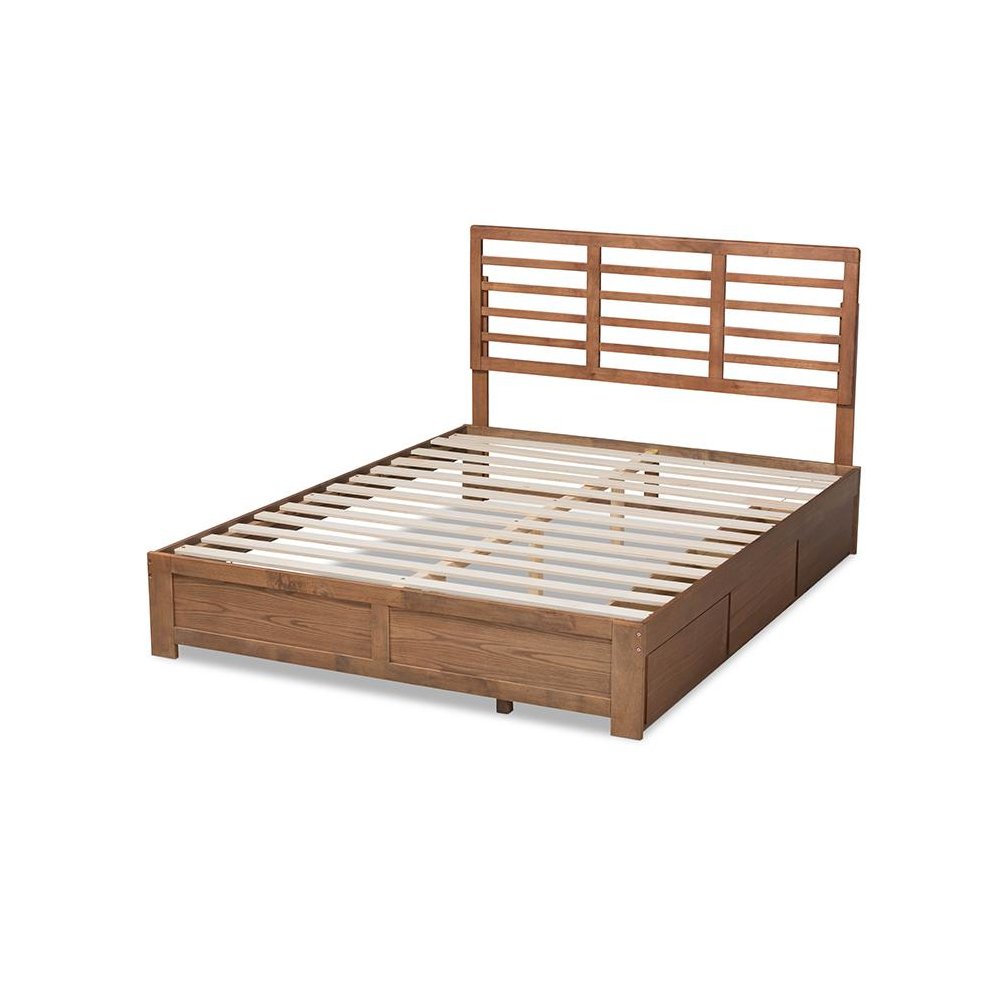 Walnut Brown Finished Wood Full Size 3-Drawer Platform Storage Bed. Picture 4