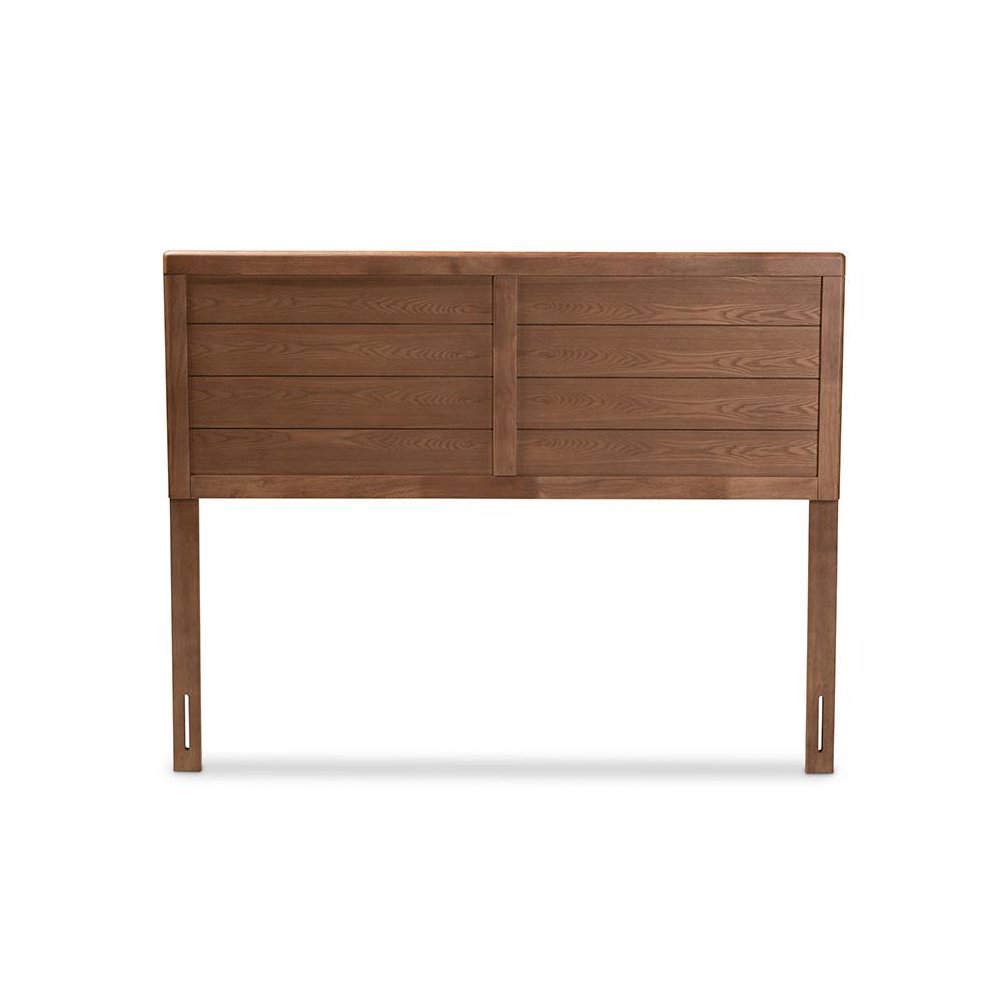 Seren Mid-Century Modern Walnut Brown Finished Wood Full Size Headboard. Picture 2