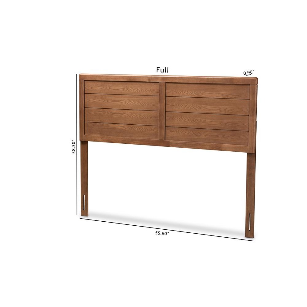 Seren Mid-Century Modern Walnut Brown Finished Wood Full Size Headboard. Picture 6