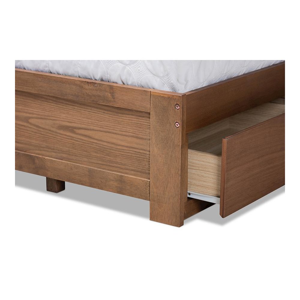 Walnut Brown Finished Wood Full Size 3-Drawer Platform Storage Bed. Picture 7