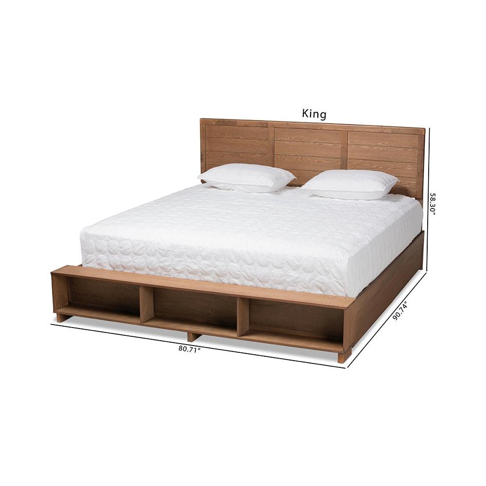 Wood King Size 4-Drawer Platform Storage Bed with Built-In Shelves. Picture 12