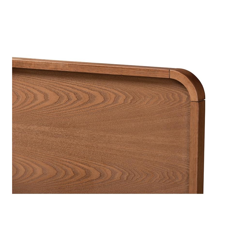 Mailene Mid-Century Modern Walnut Brown Finished Wood Full Size Headboard. Picture 3