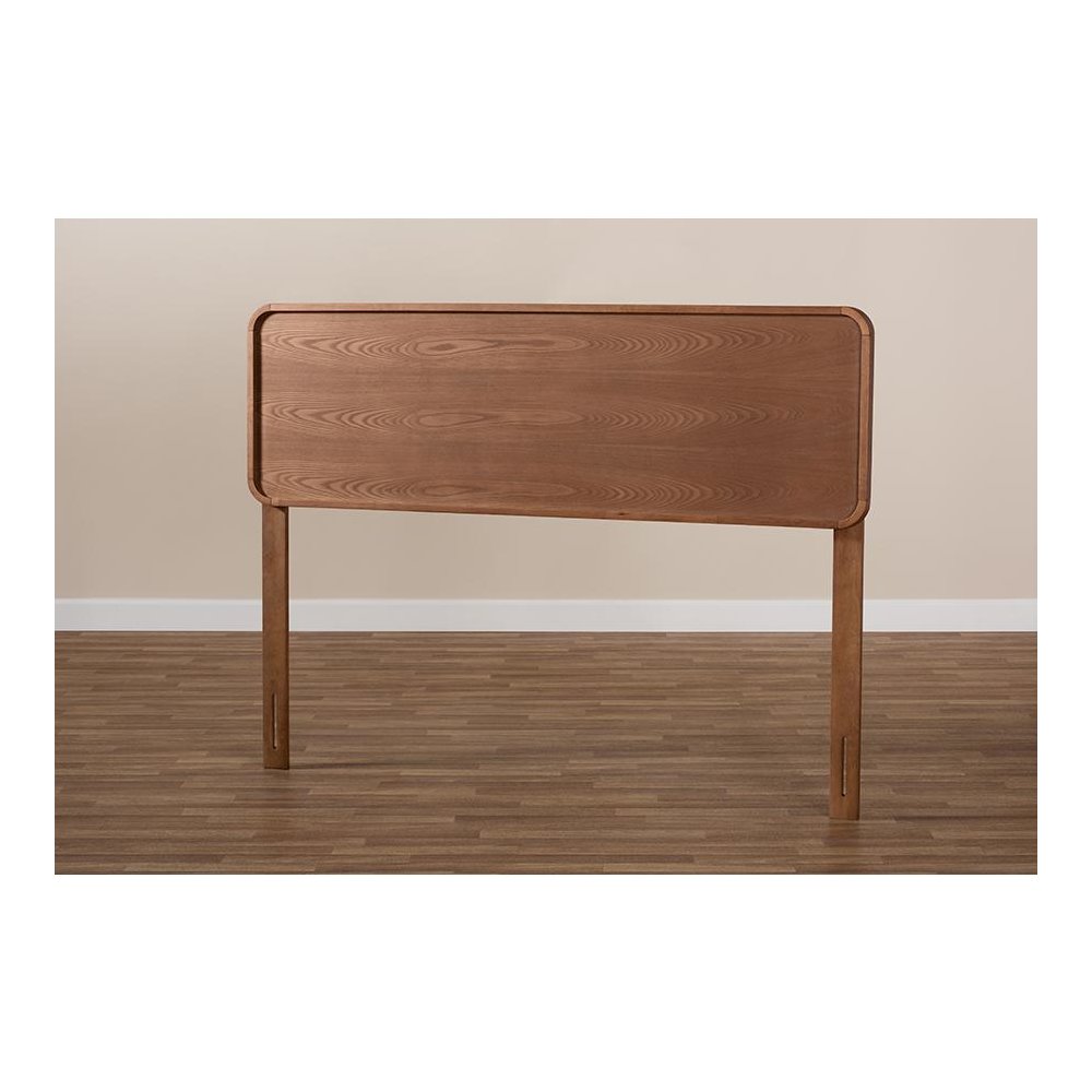 Mailene Mid-Century Modern Walnut Brown Finished Wood Full Size Headboard. Picture 5