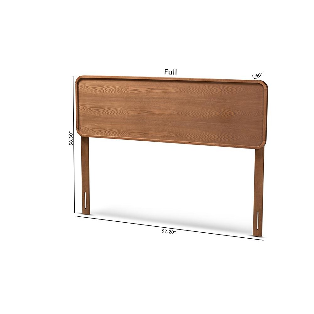 Mailene Mid-Century Modern Walnut Brown Finished Wood Full Size Headboard. Picture 6