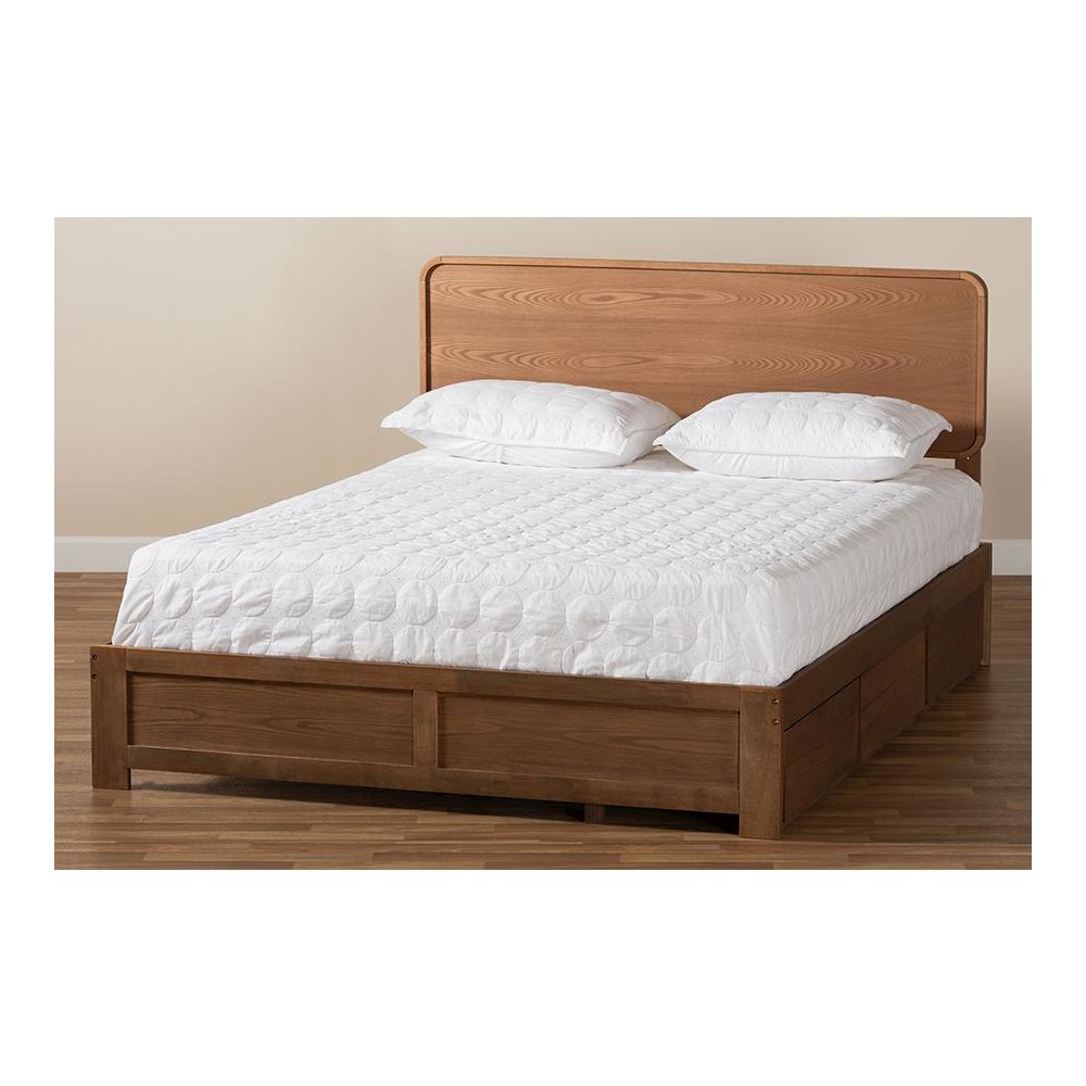Ash Walnut Brown Finished Wood Full Size 3-Drawer Platform Storage Bed. Picture 10