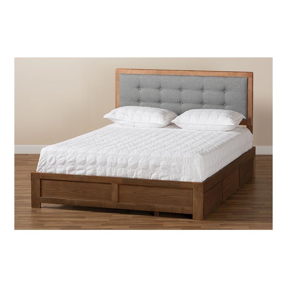 Ash Walnut Brown Finished Wood Full Size 3-Drawer Platform Storage Bed. Picture 10