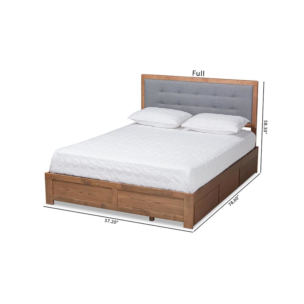 Ash Walnut Brown Finished Wood Full Size 3-Drawer Platform Storage Bed. Picture 11