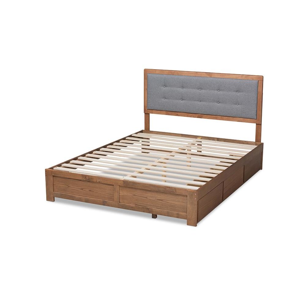 Ash Walnut Brown Finished Wood Full Size 3-Drawer Platform Storage Bed. Picture 4