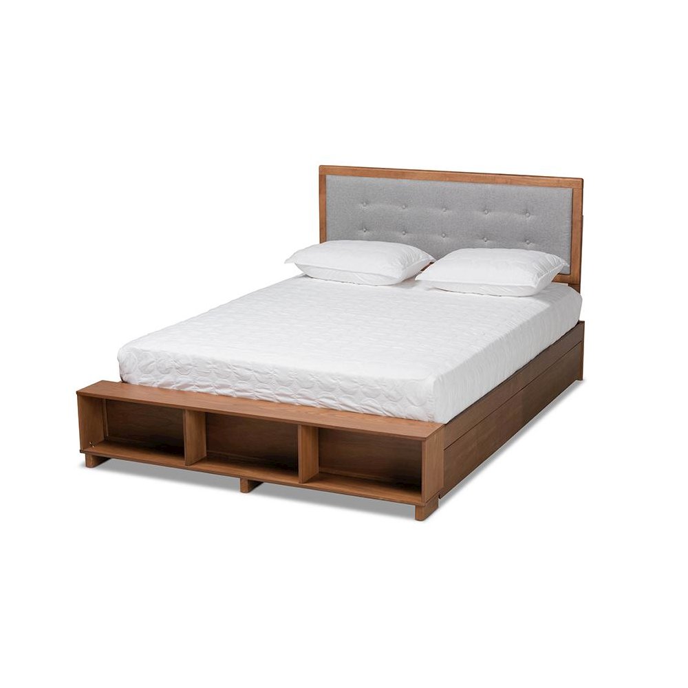 Walnut Brown Finished Wood 4-Drawer Full Size Platform Storage Bed. Picture 1