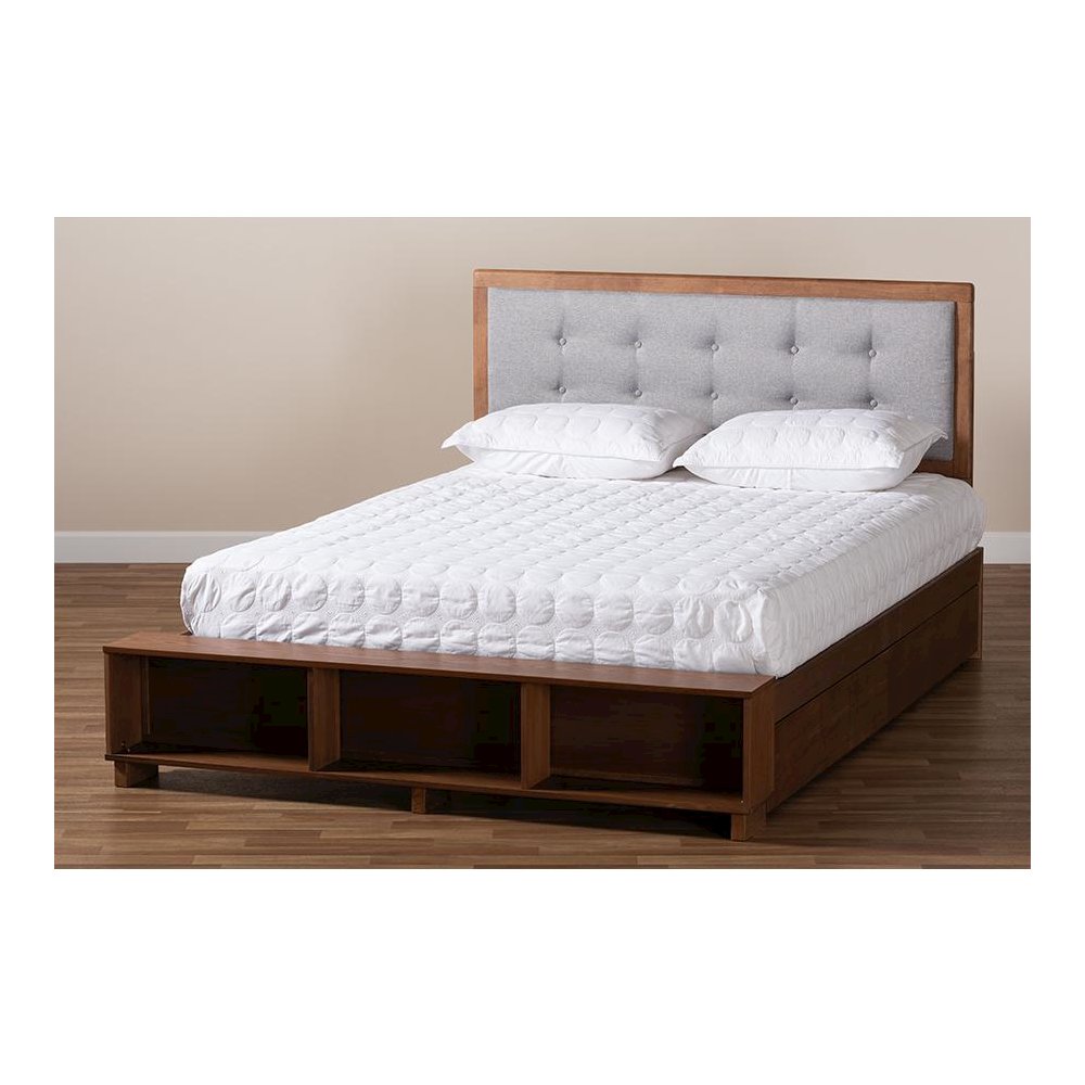 Walnut Brown Finished Wood 4-Drawer Full Size Platform Storage Bed. Picture 10