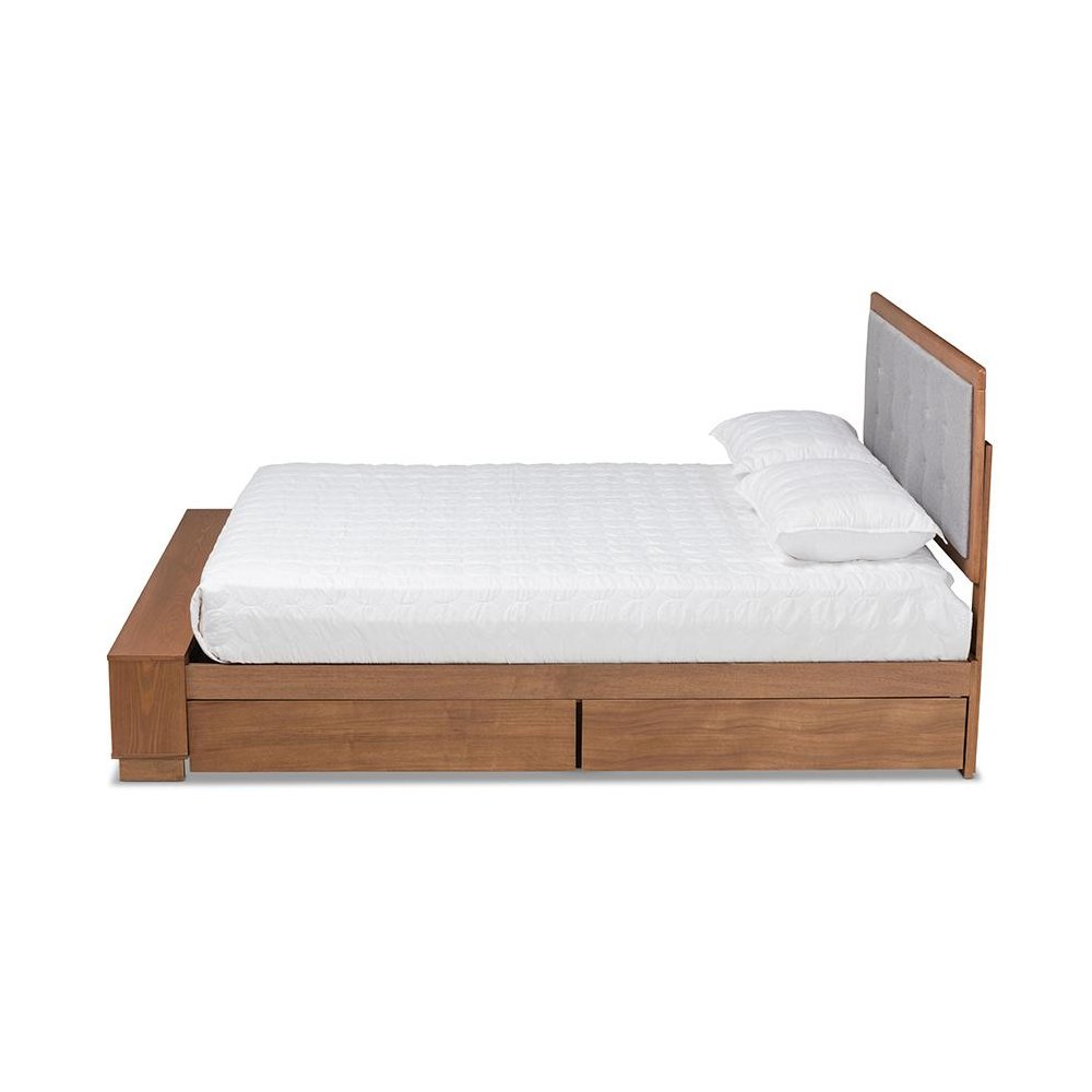 Walnut Brown Finished Wood 4-Drawer Full Size Platform Storage Bed. Picture 2
