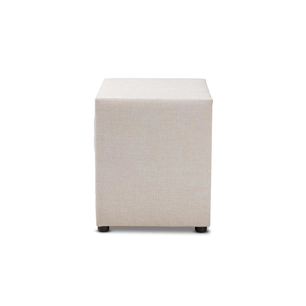 Light Beige Fabric Upholstered 2-Drawer Wood Nightstand. Picture 4
