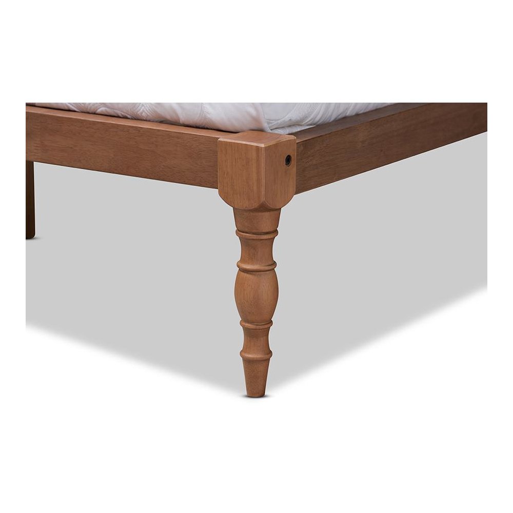 Walnut Brown Finished Wood Full Size Platform Bed Frame. Picture 4