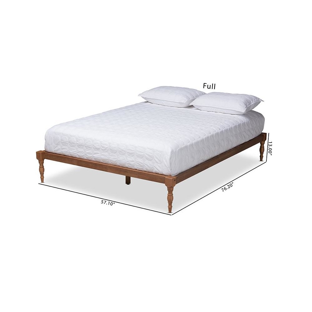 Walnut Brown Finished Wood Full Size Platform Bed Frame. Picture 7