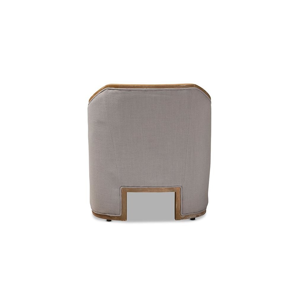 Whitewashed Oak Wood Armchair with Metal Accents. Picture 4