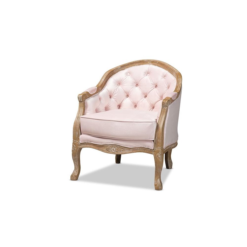 White-Washed Oak Wood Armchair. Picture 1