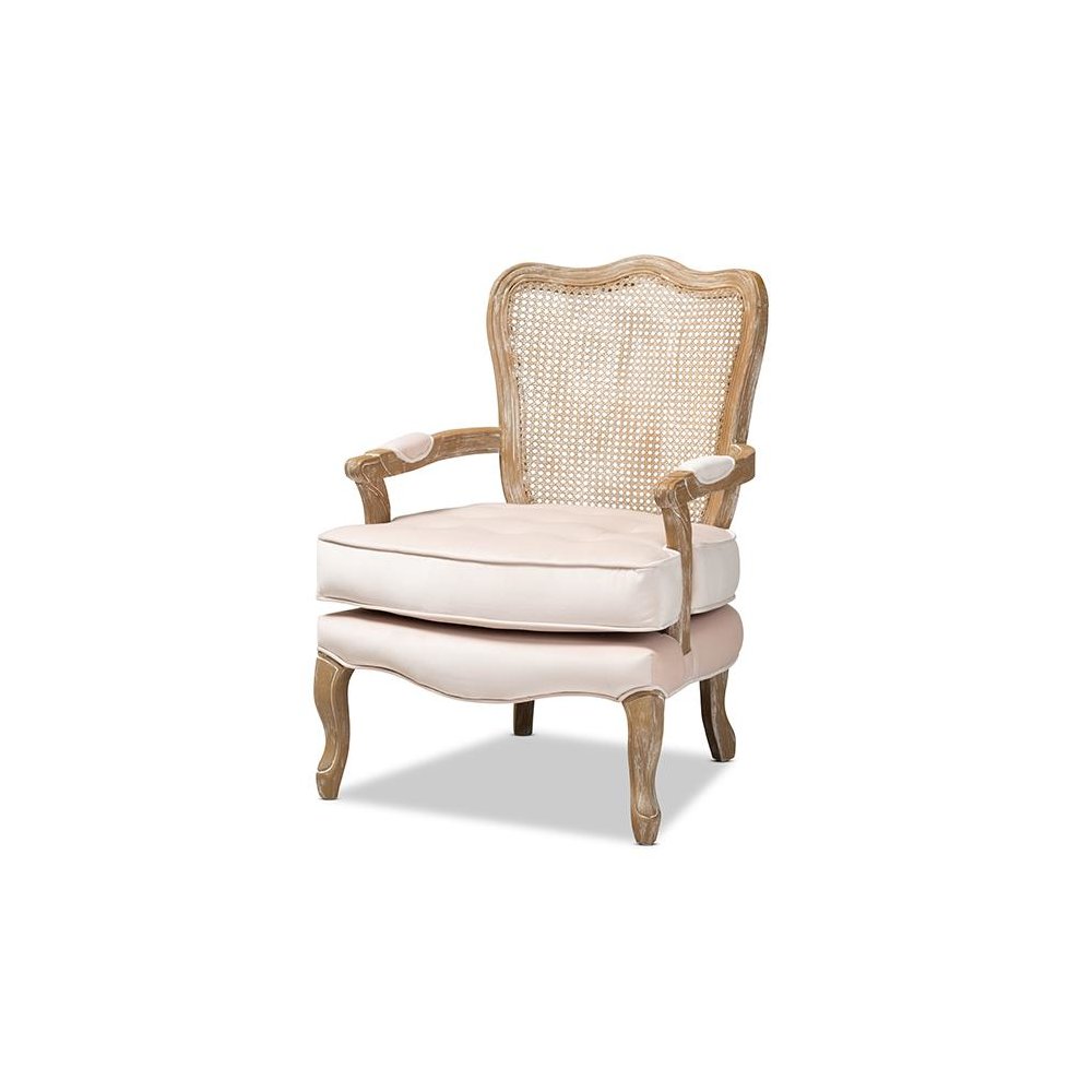White-Washed Oak Wood Armchair. Picture 1