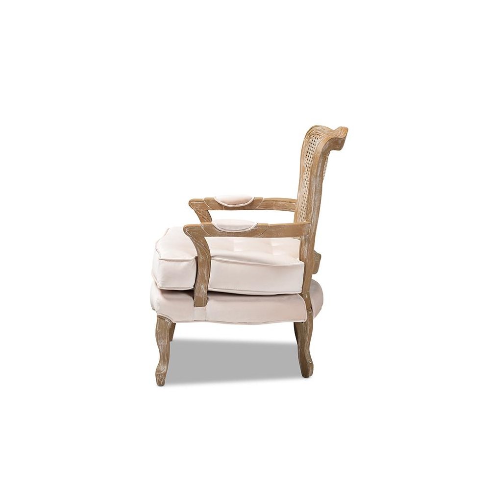 White-Washed Oak Wood Armchair. Picture 3