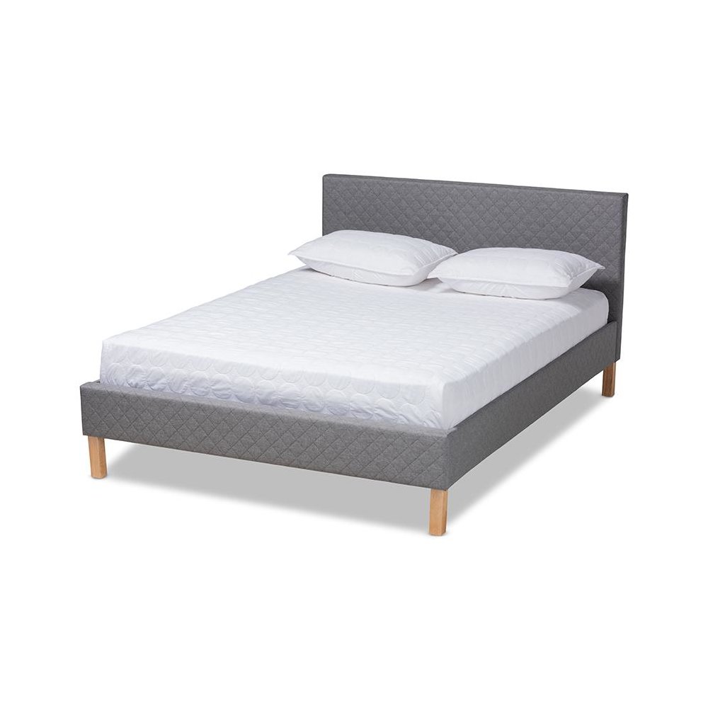 Aneta Modern and Contemporary Grey Fabric Upholstered King Size Platform Bed. Picture 1