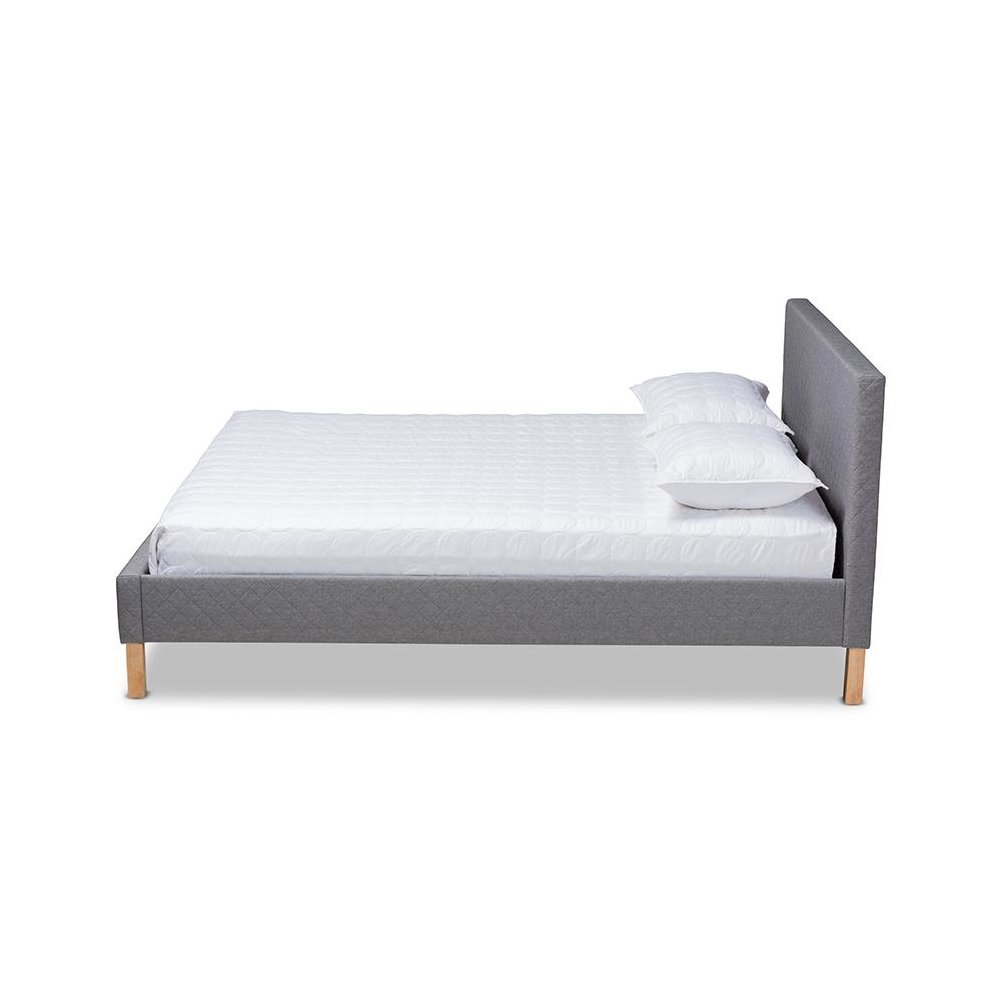 Aneta Modern and Contemporary Grey Fabric Upholstered King Size Platform Bed. Picture 2