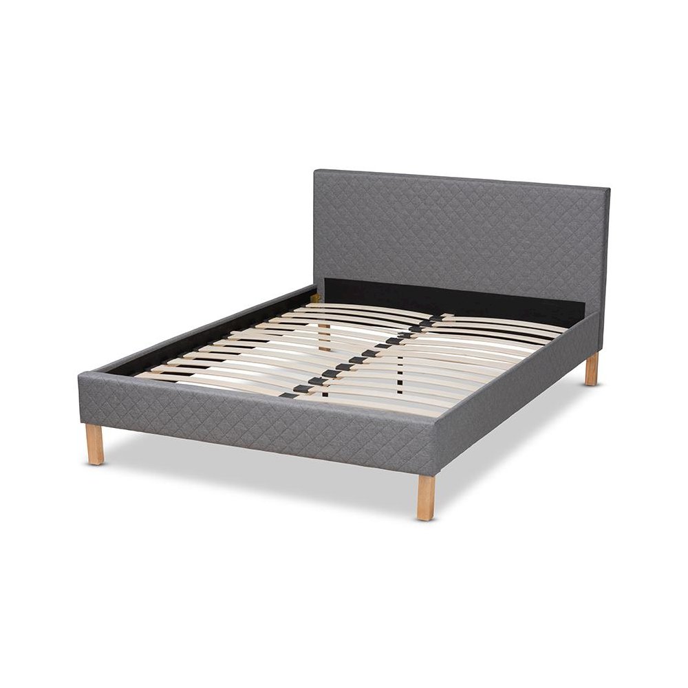 Aneta Modern and Contemporary Grey Fabric Upholstered King Size Platform Bed. Picture 3