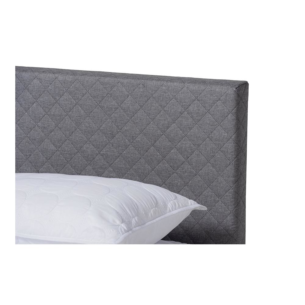 Aneta Modern and Contemporary Grey Fabric Upholstered King Size Platform Bed. Picture 4