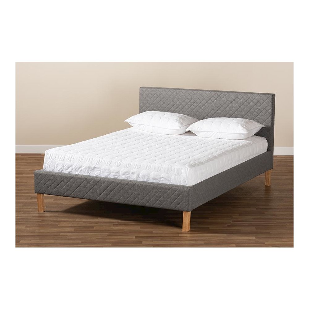 Aneta Modern and Contemporary Grey Fabric Upholstered King Size Platform Bed. Picture 7