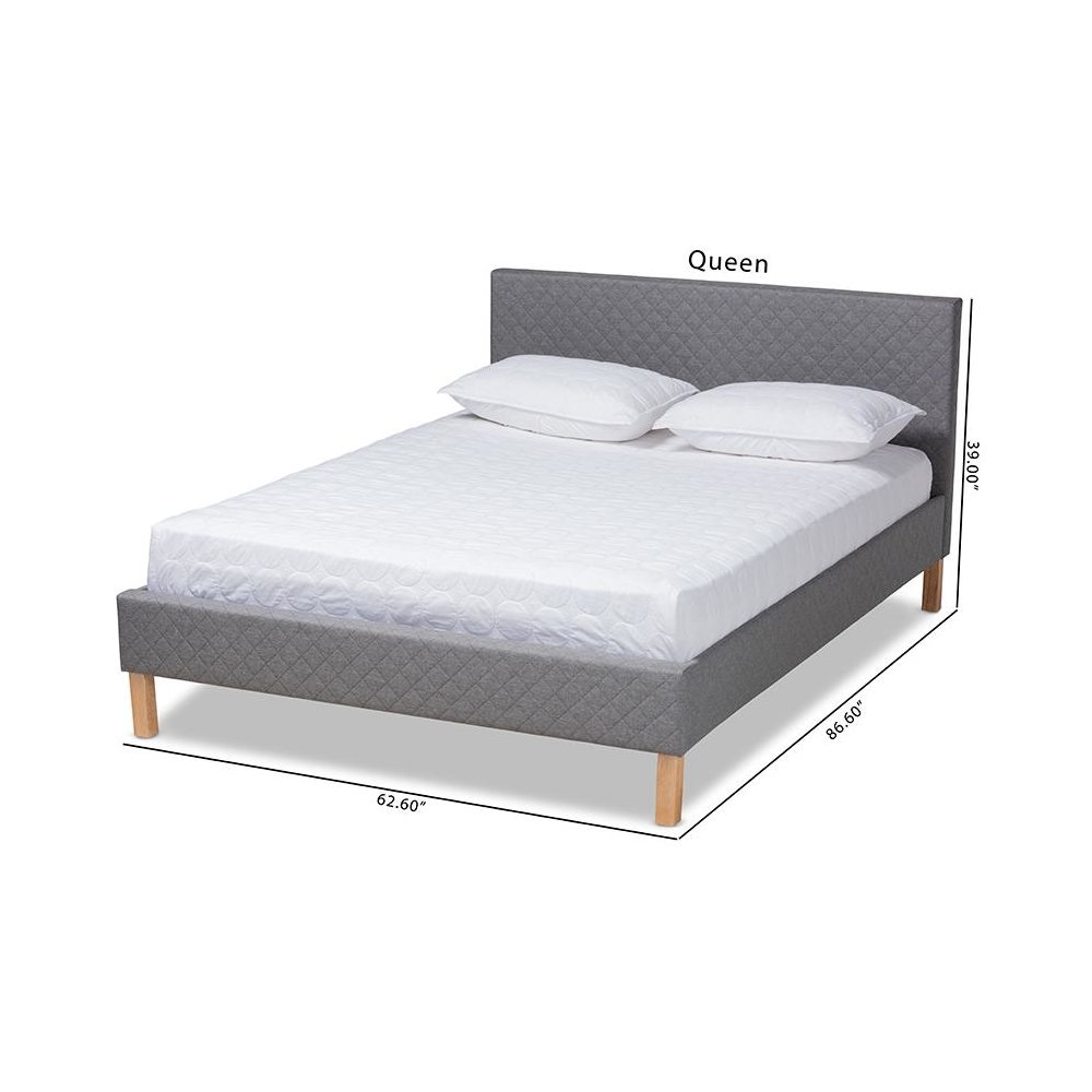 Aneta Modern and Contemporary Grey Fabric Upholstered King Size Platform Bed. Picture 8