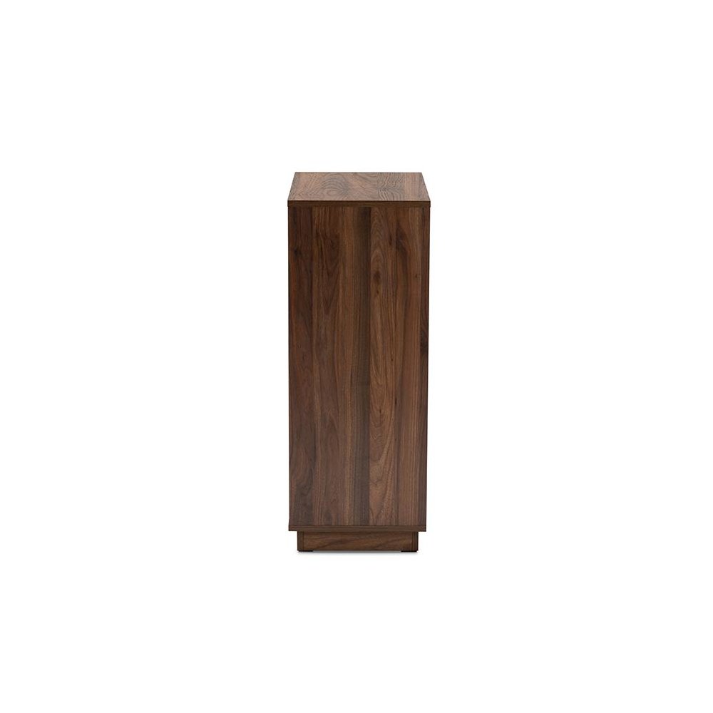 Two-Tone White and Walnut Finished 5-Shelf Wood Entryway Shoe Cabinet. Picture 4