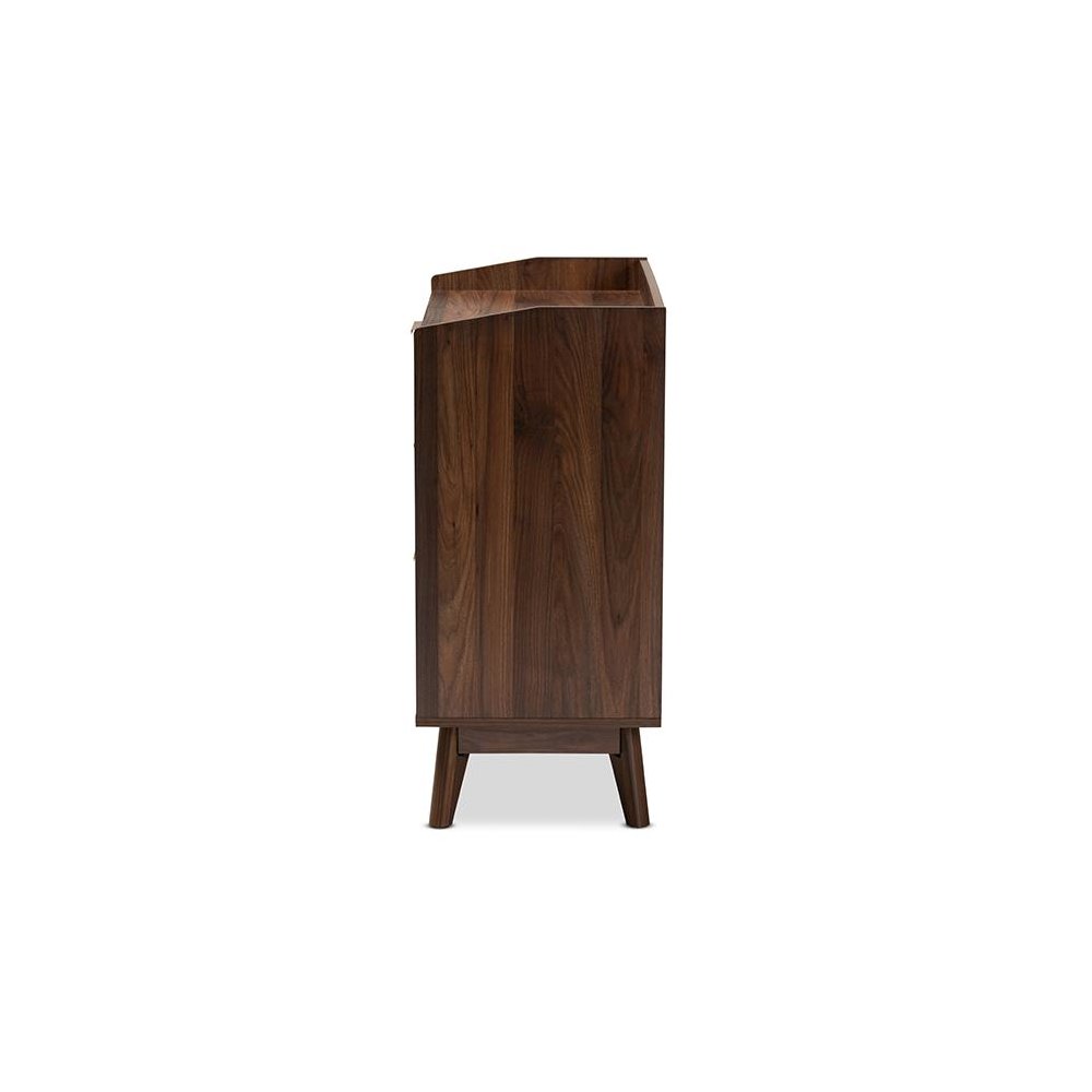 Baxton Studio Lena Mid-Century Modern Walnut Brown Finished 3-Drawer Wood Chest. Picture 4