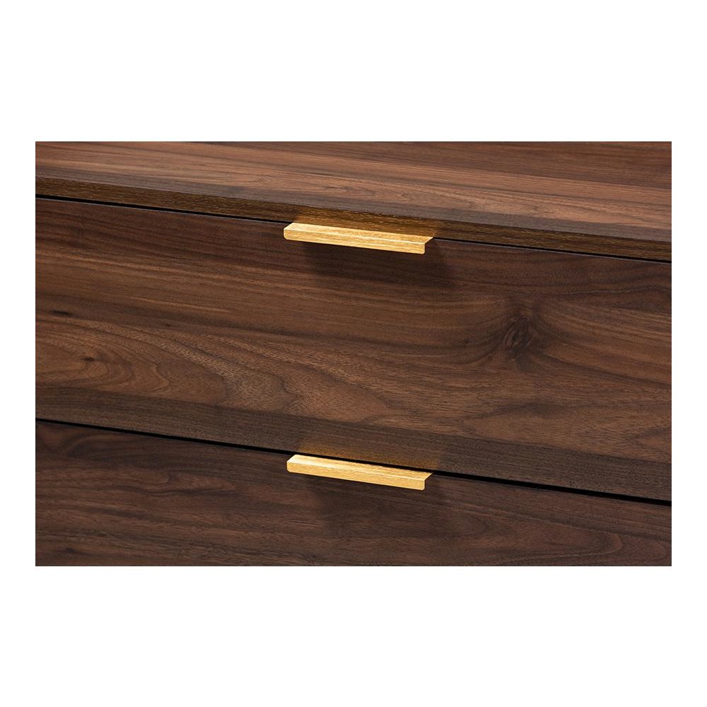Baxton Studio Lena Mid-Century Modern Walnut Brown Finished 3-Drawer Wood Chest. Picture 5