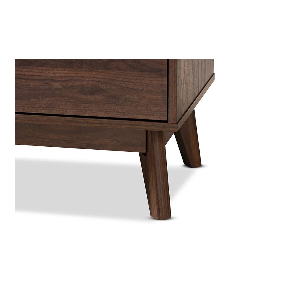 Baxton Studio Lena Mid-Century Modern Walnut Brown Finished 3-Drawer Wood Chest. Picture 6