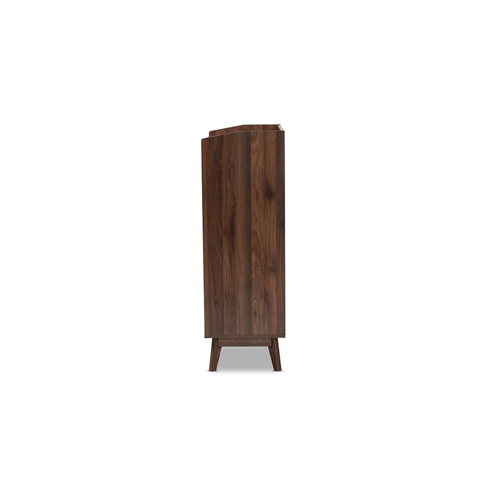 Lena Mid-Century Modern Walnut Brown Finished 5-Drawer Wood Chest. Picture 4