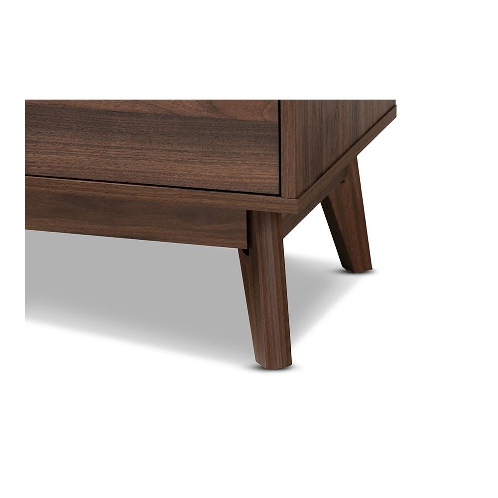 Lena Mid-Century Modern Walnut Brown Finished 5-Drawer Wood Chest. Picture 6