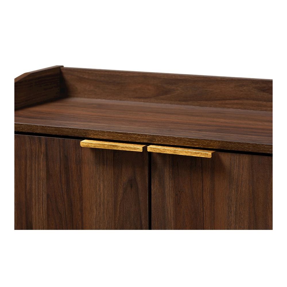 Lena Mid-Century Modern Walnut Brown Finished 5-Shelf Wood Entryway Shoe Cabinet. Picture 5