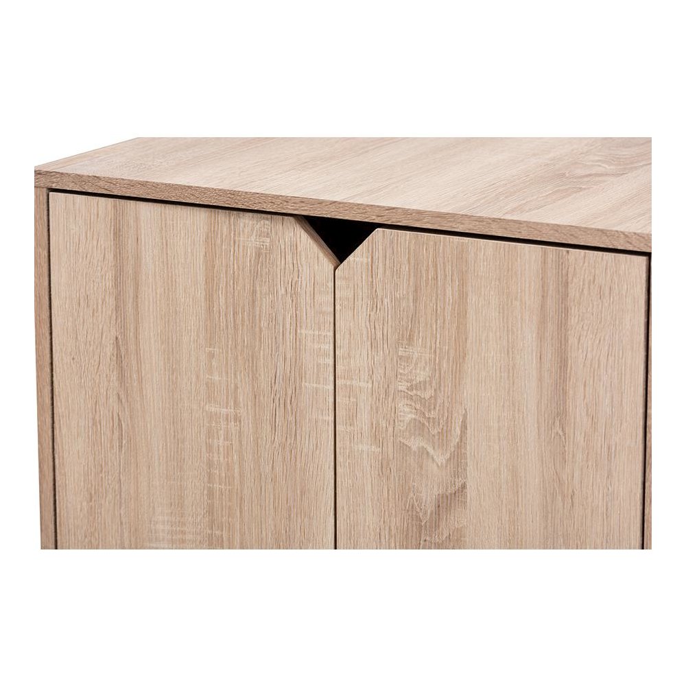 Oak Finished 2-Door Wood Cat Litter Box Cover House. Picture 5