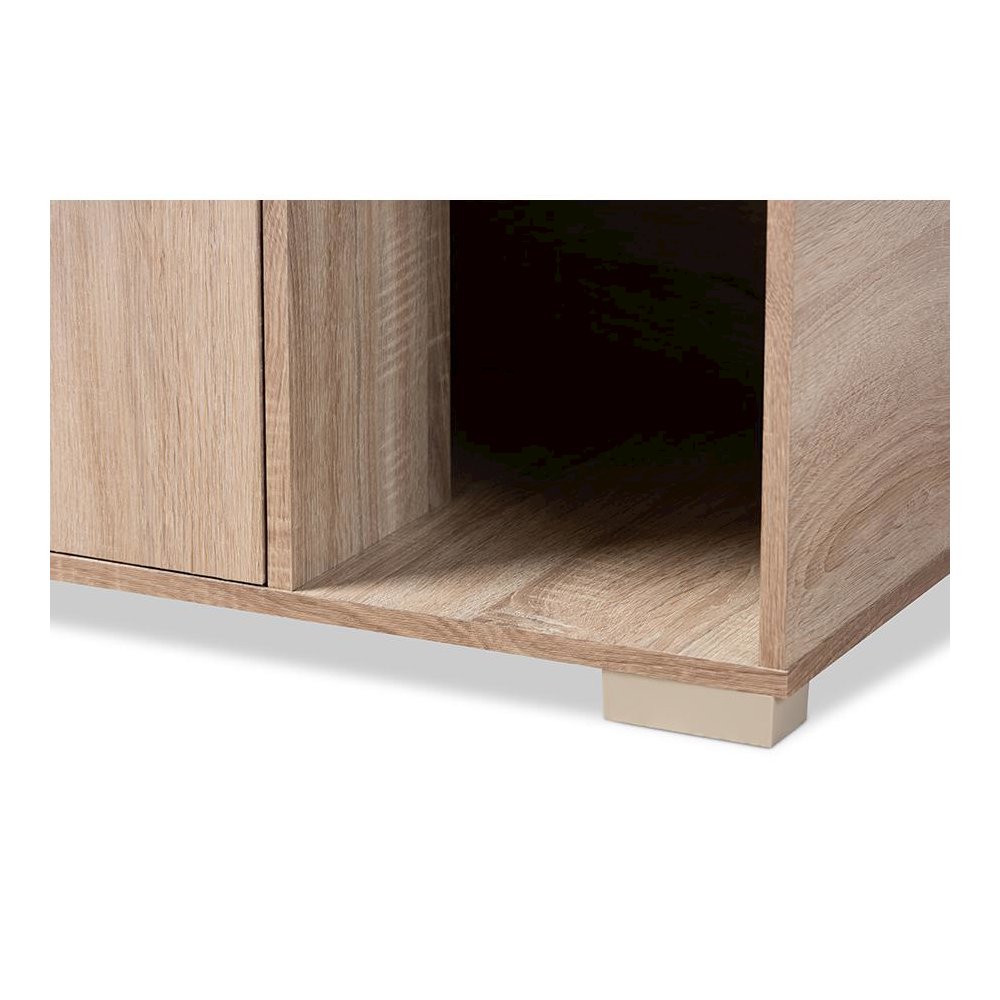 Oak Finished 2-Door Wood Cat Litter Box Cover House. Picture 6