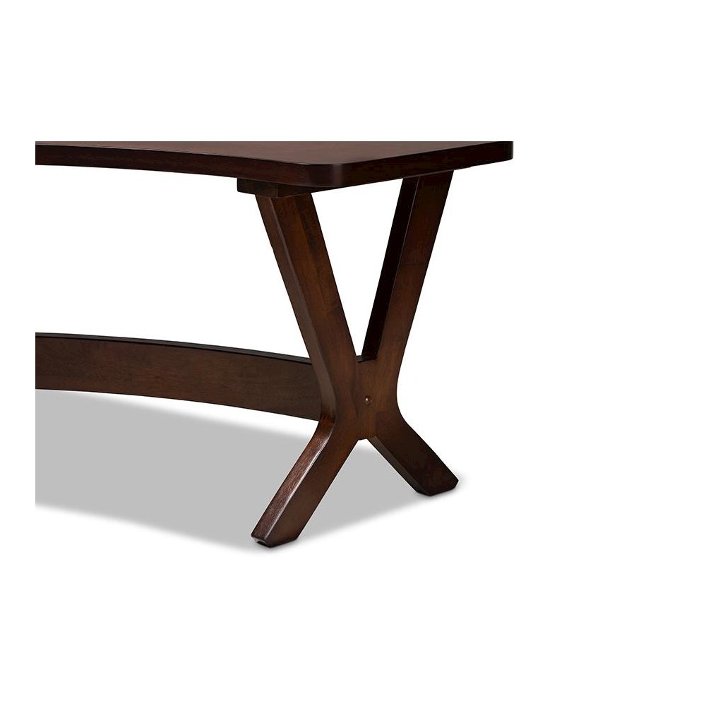 Baxton Studio Berlin Mid-Century Modern Walnut Finished Wood Curved Dining Bench. Picture 4