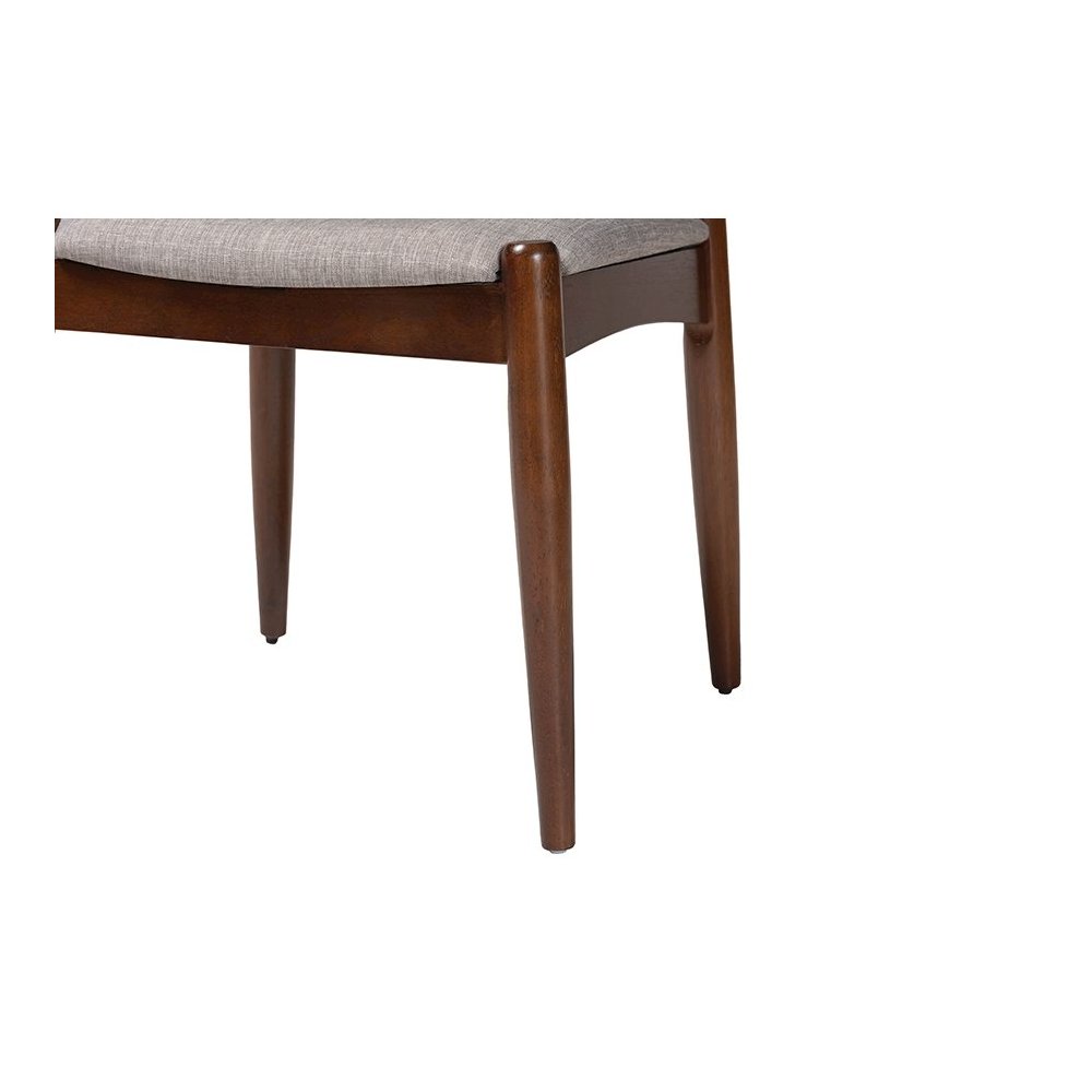 Light Gray Fabric Upholstered Walnut Finished Wood Dining Chair Set of 2. Picture 5