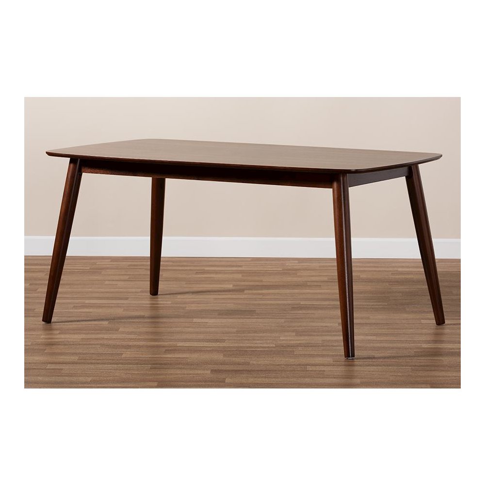 Baxton Studio Edna Mid-Century Modern Walnut Finished Wood Dining Table. Picture 7