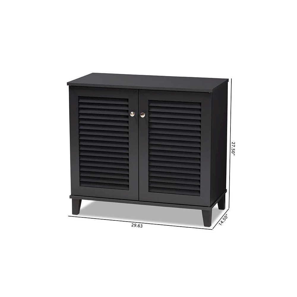 Dark Grey Finished 4-Shelf Wood Shoe Storage Cabinet. Picture 10