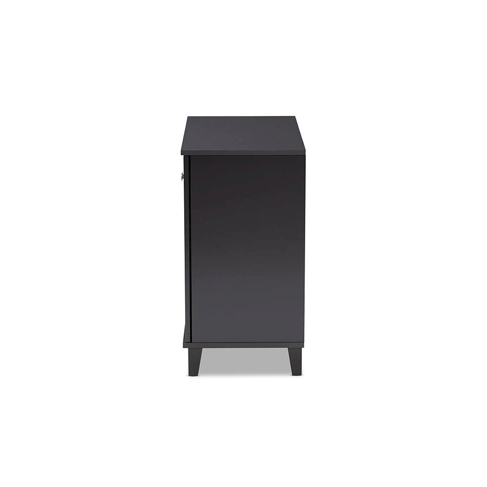 Dark Grey Finished 4-Shelf Wood Shoe Storage Cabinet. Picture 4