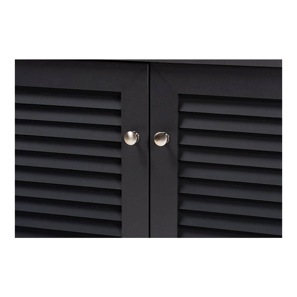 Dark Grey Finished 4-Shelf Wood Shoe Storage Cabinet. Picture 5