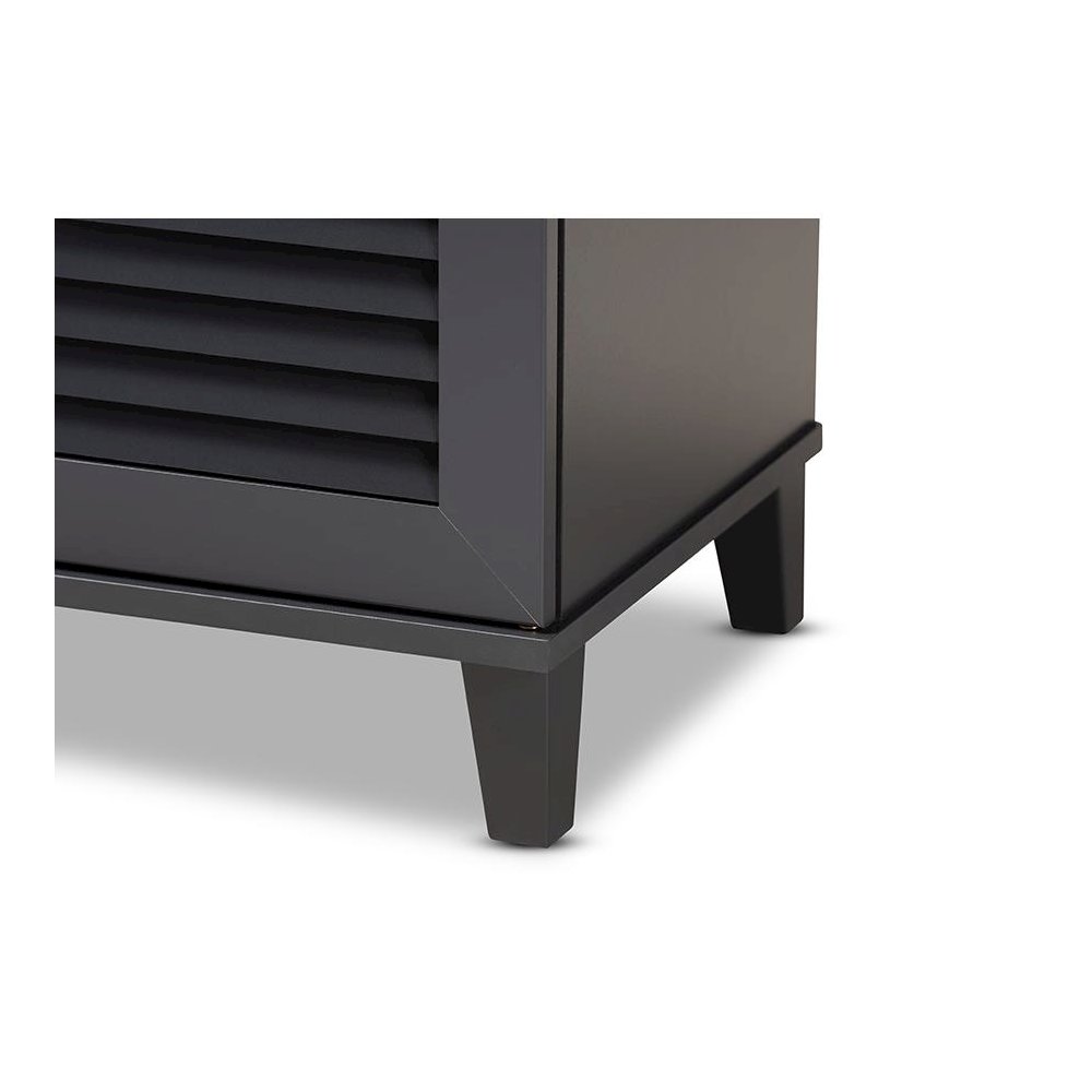 Dark Grey Finished 4-Shelf Wood Shoe Storage Cabinet. Picture 6