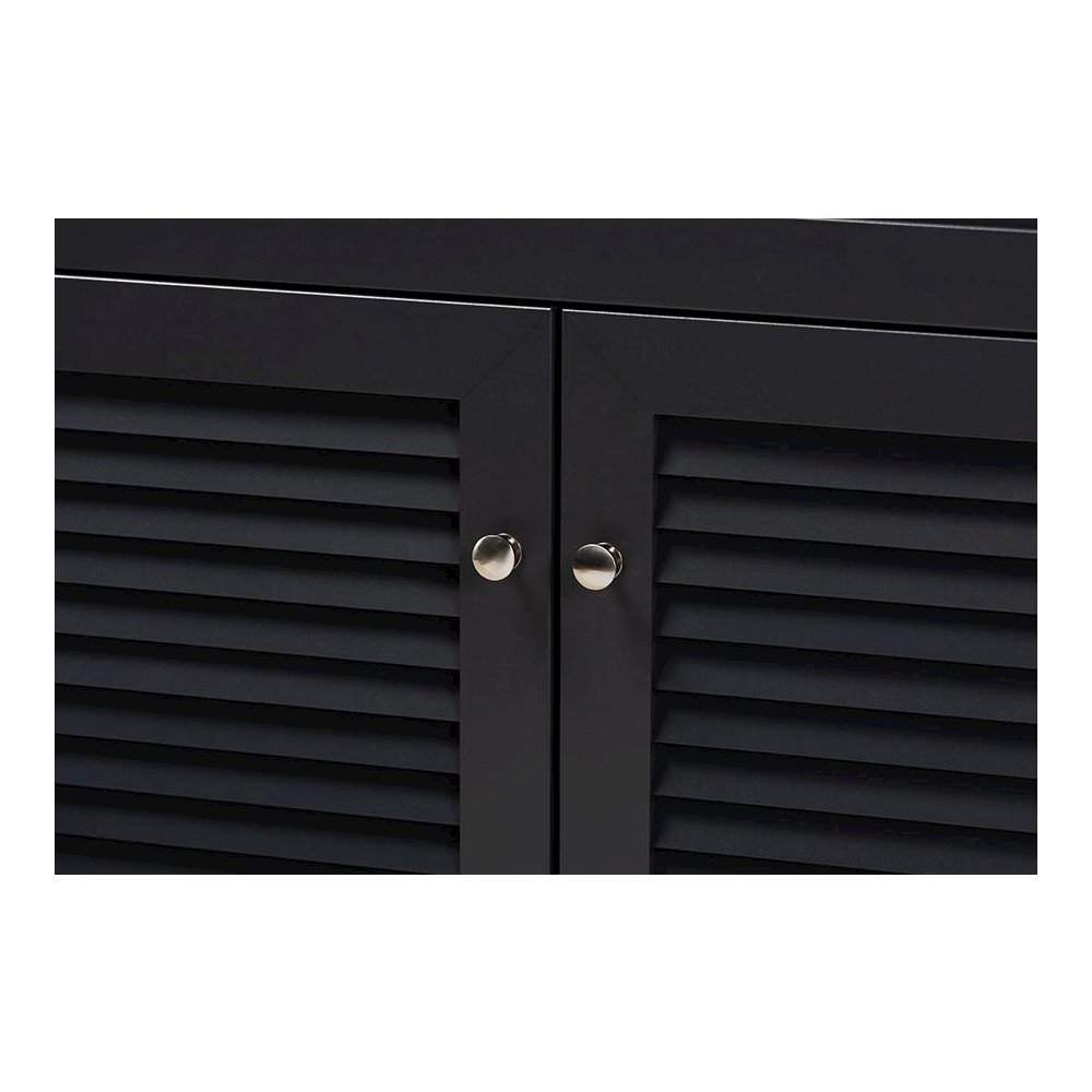 Dark Grey Finished 4-Shelf Wood Shoe Storage Cabinet with Drawer. Picture 5
