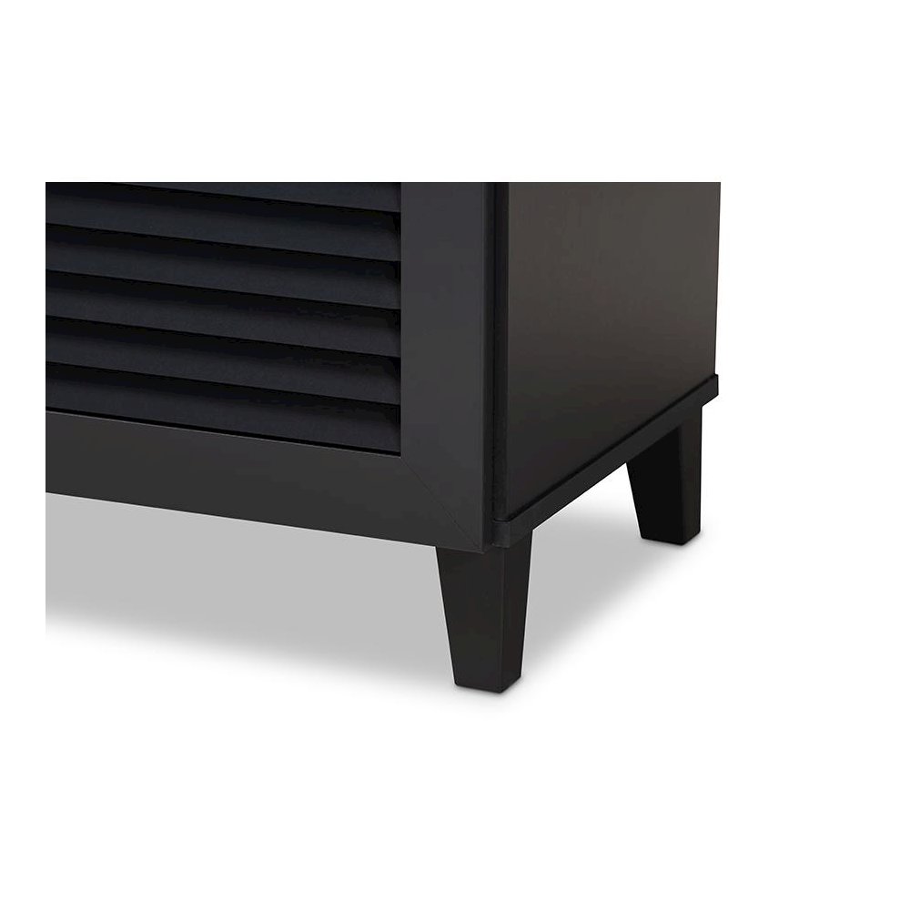 Dark Grey Finished 4-Shelf Wood Shoe Storage Cabinet with Drawer. Picture 6