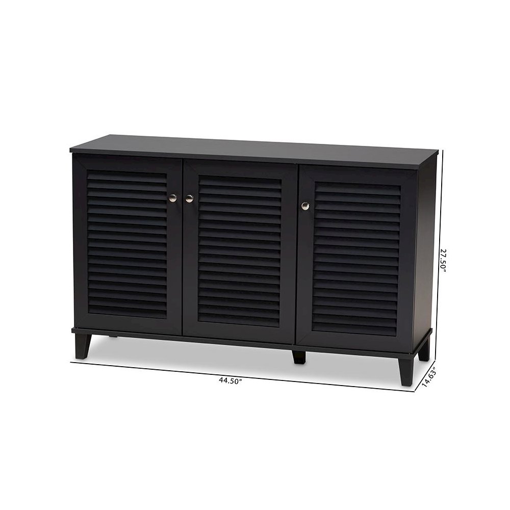 Dark Grey Finished 8-Shelf Wood Shoe Storage Cabinet. Picture 9